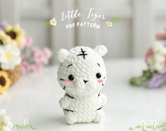 White Tiger No Sew Crochet Pattern, No Sew Amigurumi Crochet Patterns, Crochet Pattern, Plushie Pattern