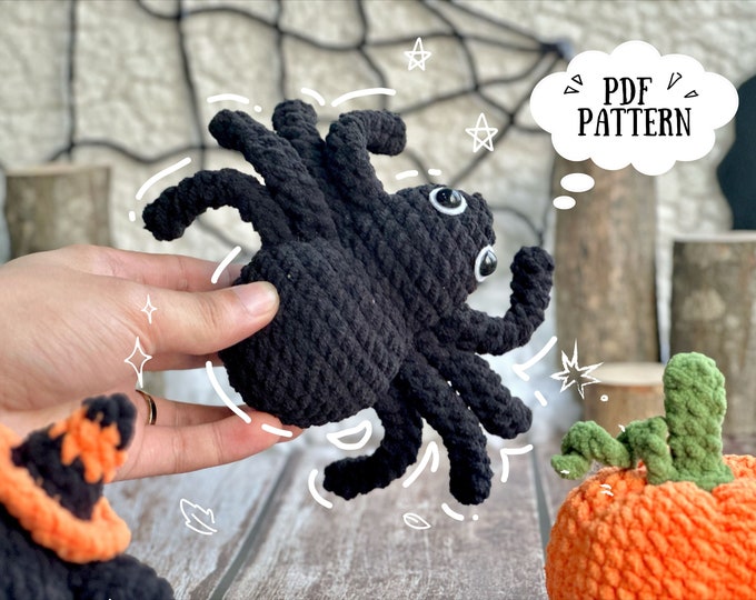 Stuffed Spider Pattern Giant Spider Plushie, Crochet Plushie, Spider, Amigurumi, Stuffed ...