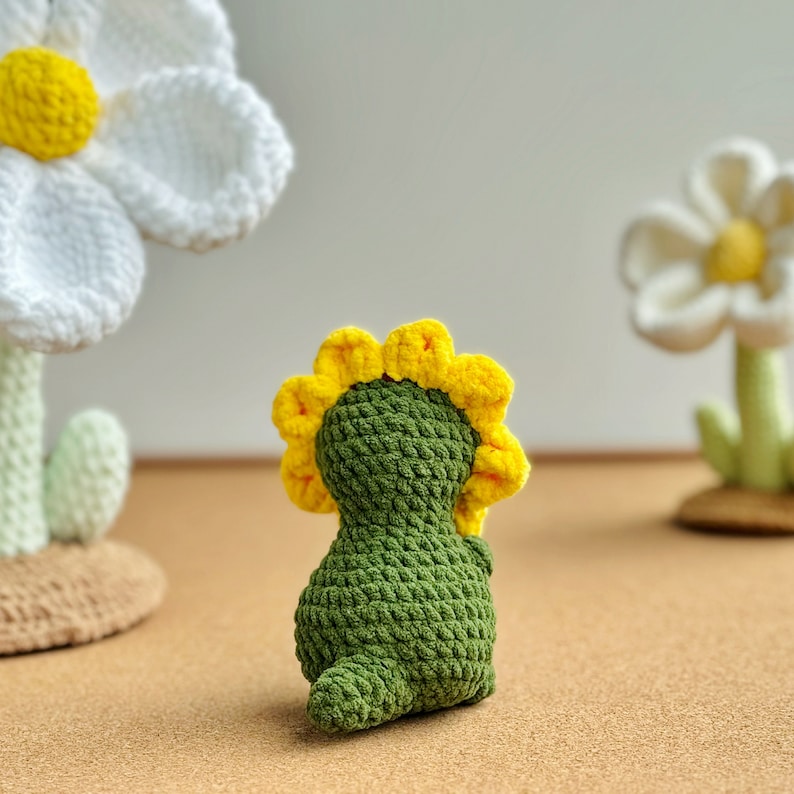 Zonnebloem dinosaurus geen naai haakpatroon, vlinder dinosaurus haakpatroon, Bee-rex haakpatroon, geen naai Amigurumi haakpatronen afbeelding 10