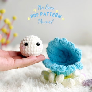 Mussel No Sew Crochet Pattern, No Sew Amigurumi Crochet Patterns, Crochet Pattern, Ocean Animal Crochet Pattern