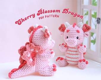 Modèle au crochet dragon fleurs de cerisier, modèle au crochet Amigurumi, modèle au crochet dragon, modèle au crochet PDF