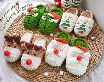 Children Christmas Slippers Crochet Pattern Bundle, Merry Christmas Crochet Pattern, Xmas Slippers Crochet Pattern