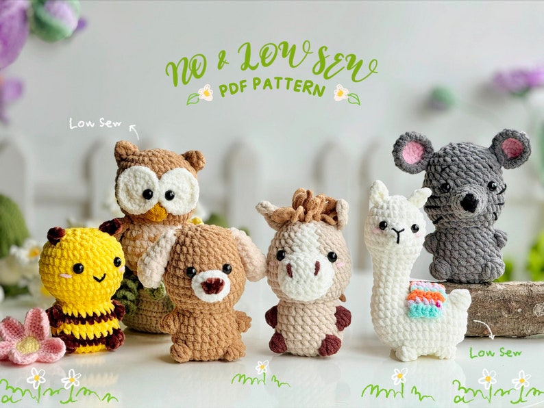 No Sew Adorable Farm Crochet Pattern, No Sew Amigurumi Crochet Patterns Owl Crochet, Llama Crochet, Horse Crochet pattern image 1