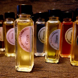 Perfume “Ceres”. Wood notes, copabia, Texas cedarwood, Virginia cedarwood, vetiver, patchouli, violets, civet musk.