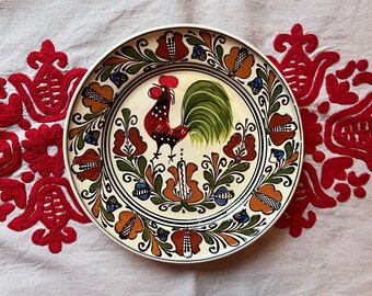 Romanian clay wall plate, Corund clay plate, Vintage peasant plate, Romanian ceramic plate, Romanian clay plate