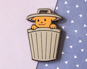 If It Fits I Sits Trash Can Cat 1.5" Hard Enamel Pin