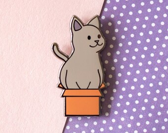 If It Fits I Sits Box Cat 1.5" Hard Enamel Pin