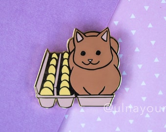 If It Fits I Sits Egg Carton Cat 1.5" Hard Enamel Pin (2018 Ver.)