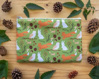 Forest Critters Cosmetic Pencil Pouch