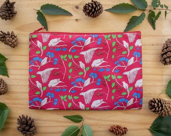 Birds and Berries Cosmetic Pencil Pouch
