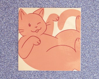 Square Cat Vinyl Sticker 3 inch