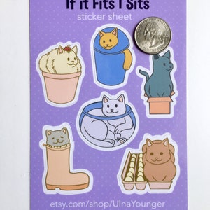 If It Fits I Sits Cats 2019 Ver. Kiss Cut Sticker Sheet 4 x 6 image 2