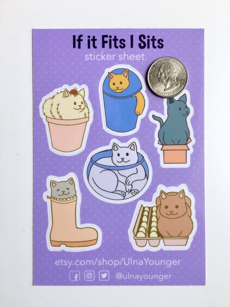 If It Fits I Sits Cats 2019 Ver. Kiss Cut Sticker Sheet 4 x 6 image 2