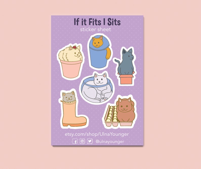 If It Fits I Sits Cats 2019 Ver. Kiss Cut Sticker Sheet 4 x 6 image 1