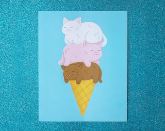 Ice Cream Cats Print Glossy 8" x 10"