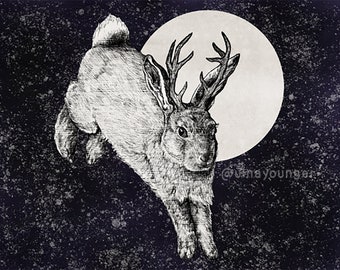 Jackalope Print 4.25" x 5.5"