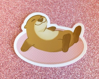 Pool Otter Vinyl Sticker Die Cut 3"