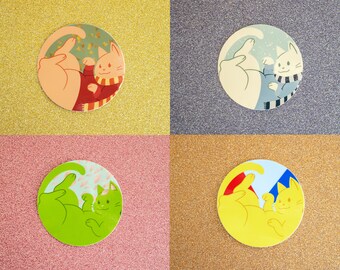 Four Seasons Circle Cat Stickers Fall Winter Spring Summer