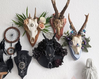 Skulls & Bones / Deko Geweih Skull Schädel Gehörn Trophäe Hirsch Reh Gothic Home Decor Antlers