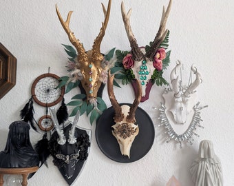 Skulls & Bones / Deko Geweih Skull Schädel Gehörn Trophäe Hirsch Reh Gothic Home Decor Antlers