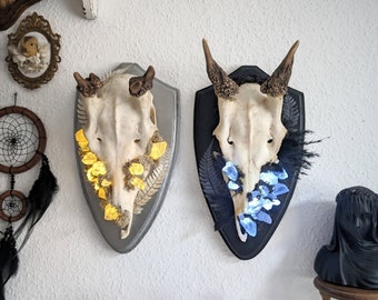 Skulls & Bones / Deko LED Bergkristall Geweih Skull Schädel Gehörn Trophäe Hirsch Reh Gothic Home Decor Antlers