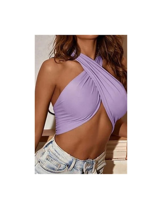Purple Orchid Wrap Halter Top - Etsy