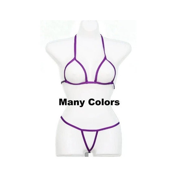 Absolutely Nothing Bikini Set No Cup Open Shown in Purple Other Colors  Available -  Canada