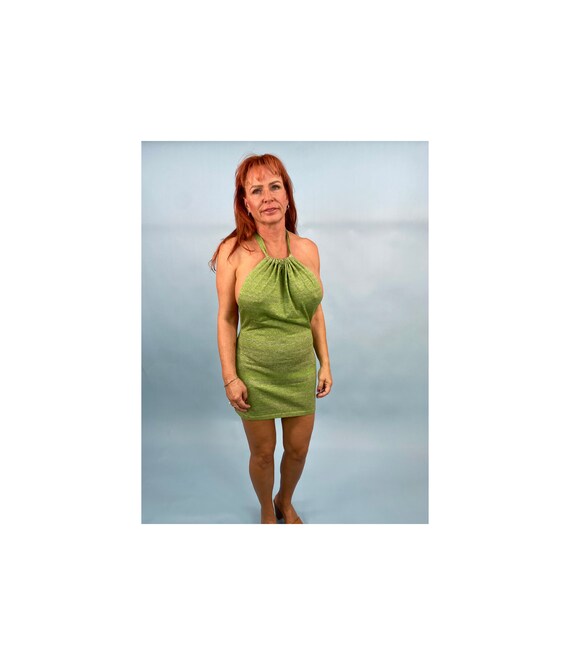 Soft Backless Sweater Dress | Halter Neck Mini Body-Con Dress - B24006