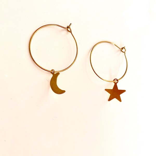 Earring Moon Star*handmade*fair*sustainable