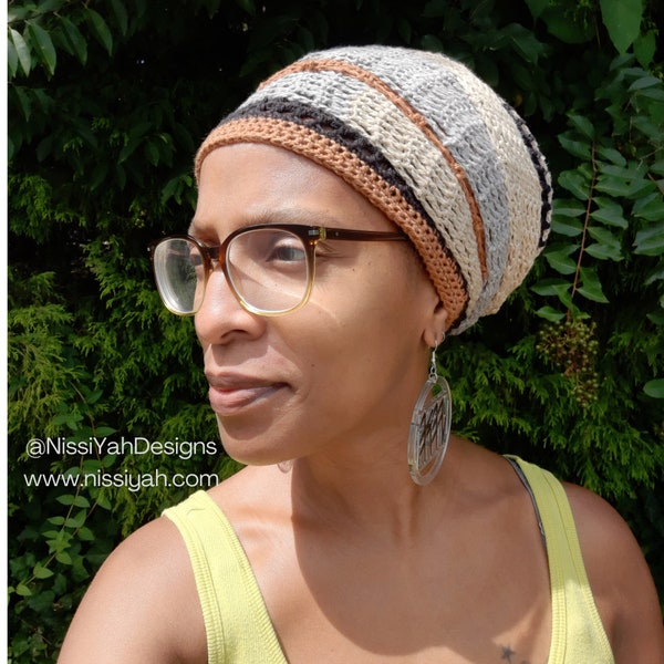 NissiYah Designs Crocheted Crown Cover Loc Head Wrap Headwrap - Crochet Pattern - Digital File Download - Printable PDF