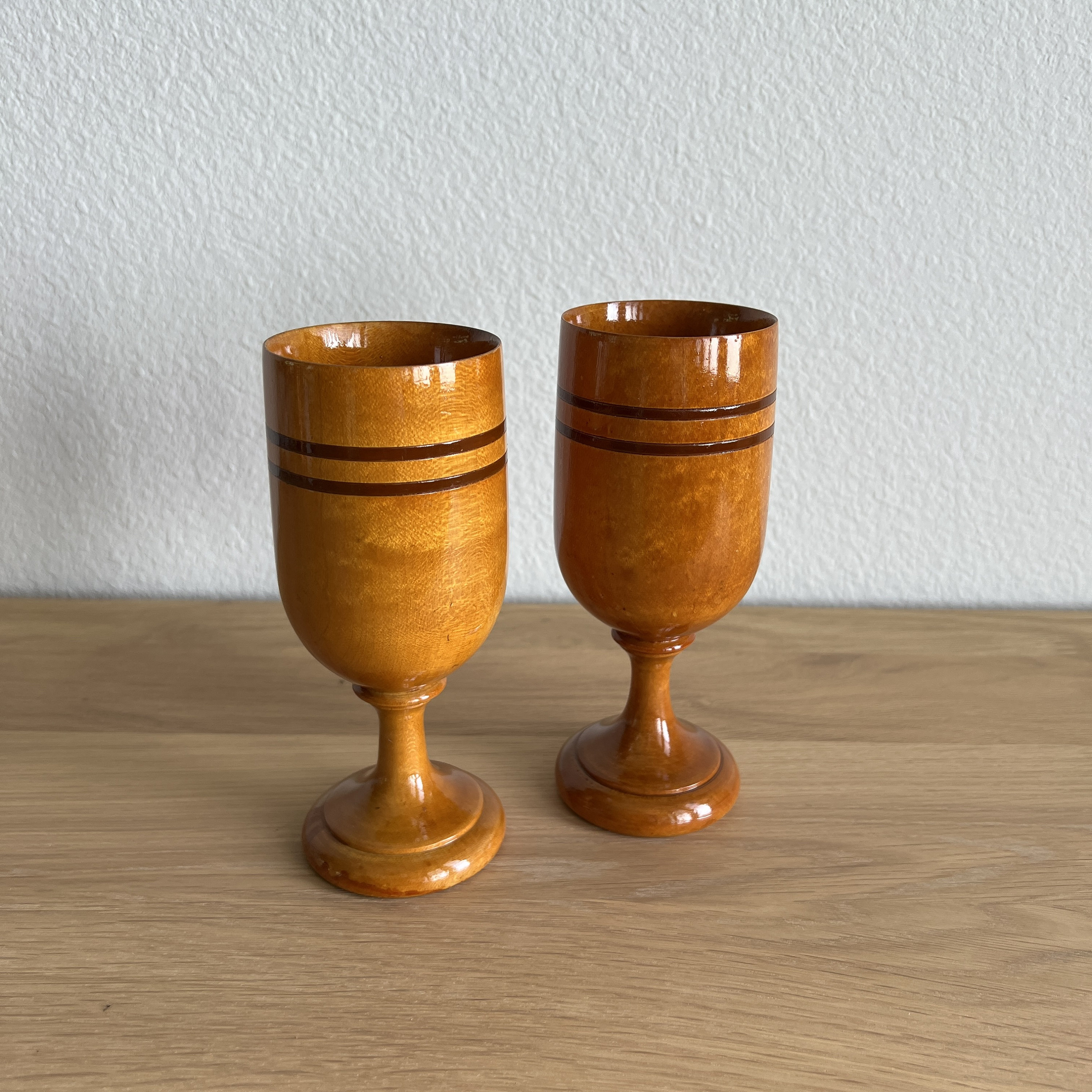 Wooden Wine Glasses Drinking Glass Set of 2 by Indicrafts 