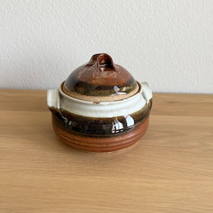 Vintage Studio Pottery Casserole Dish / Handmade Stoneware Serving Bowl with Lid