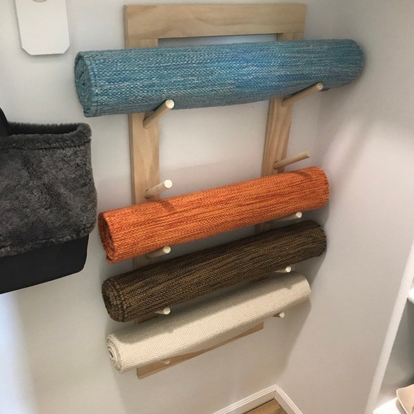 Yoga Mat Holder/ Custom Yoga Mat Rack/ 1,2,3,4,5,6,7,8,9,10 Mats / Free Shipping / Mat Storage / GIft / Made To Order / Handmade