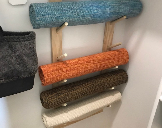 Yoga Mat Holder/ Custom Yoga Mat Rack/ 1,2,3,4,5,6,7,8,9,10 Mats / Free Shipping / Mat Storage / GIft / Made To Order / Handmade