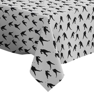 Handmade Decorative Tablecloth, Hockey Players Print, Rectangle/ Square, Home Decor Fabric