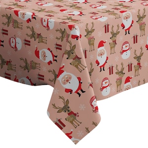 Handmade Decorative Tablecloth, Christmas Holidays Cartoon Pattern Print, Rectangle/ Square, Home Decor Fabric