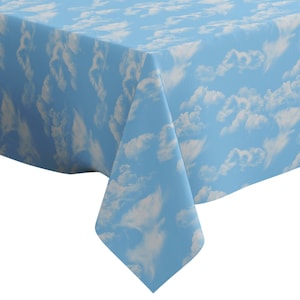 Handmade Decorative Tablecloth, Relaxing Clouds Print, Rectangle/ Square, Home Decor Fabric