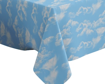 Handmade Decorative Tablecloth, Relaxing Clouds Print, Rectangle/ Square, Home Decor Fabric