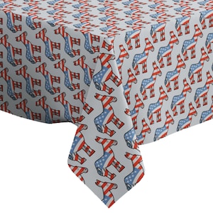 Toalha de mesa decorativa feita à mão, estampa animal de burro democrata, retângulo/quadrado, tecido de decoração para casa
