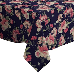 Handmade Decorative Tablecloth, Watercolor Floral Flowers Print, Rectangle/ Square, Home Decor Fabric