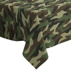 Handmade Decorative Tablecloth, Camouflage Camo Pattern Print, Rectangle/ Square, Home Decor Fabric