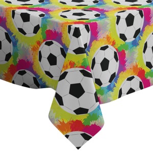 Handmade Decorative Tablecloth, Soccer Balls Print, Rectangle/ Square, Home Decor Fabric