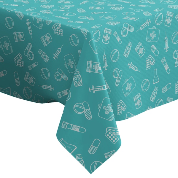 Handmade Decorative Tablecloth, International Nurse Day Card Pharmacy Pattern Print, Rectangle/ Square, Home Decor Fabric