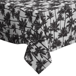 Handmade Decorative Tablecloth, Black Palm Trees Isolated Pattern Print, Rectangle/ Square, Home Decor Fabric