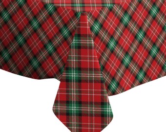 Handgemachte dekorative Tischdecke, rote Weihnachts-Tartan-Musterdruck, Rechteck / Quadrat, Wohndekor-Stoff