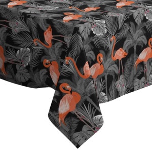 Handmade Decorative Tablecloth, Flamingo Leaves Pattern Print, Rectangle/ Square, Home Decor Fabric