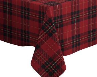 Handgemachte dekorative Tischdecke, rotes Tartan-kariertes Schottisches Muster, Rechteck / Quadrat, Wohndekor-Stoff