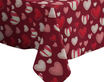 Pink Background White Dots Love Heart Shape Tablecloth Washable Fabric Rectangle/Square Table Cloth Cover for Kitchen Dinning Table Top Decoration-53x70Inch-Banquet/Parties/Holiday Dinner/Wedding Pink Background White Dots Love Heart Shape Tablecloth Washable Fabric Rectangle/Square Table Cloth Cover for Kitchen Dinning Table Top Decoration-53x70Inch-Banquet/Parties/Holiday Dinner/Wedding