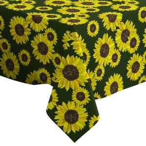 Handmade Decorative Tablecloth, Summer Yellow Sunflowers Print, Rectangle/ Square, Home Decor Fabric