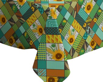 Nappe décorative faite main, patchwork de céréales, tournesols, rectangle/carré, tissu de décoration intérieure